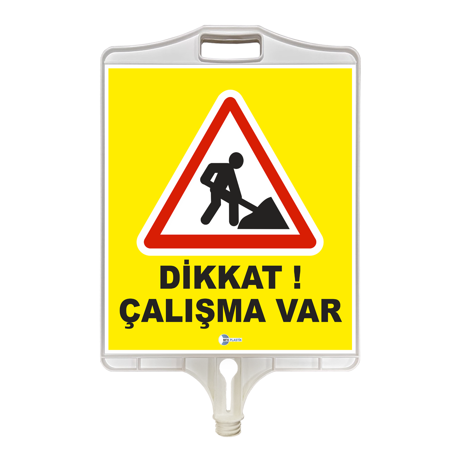 Dikkat Çalışma Var Tabelası Uyarı İşareti Dikdörtgen Plastik Trafik Levhası (Çift Taraflı)