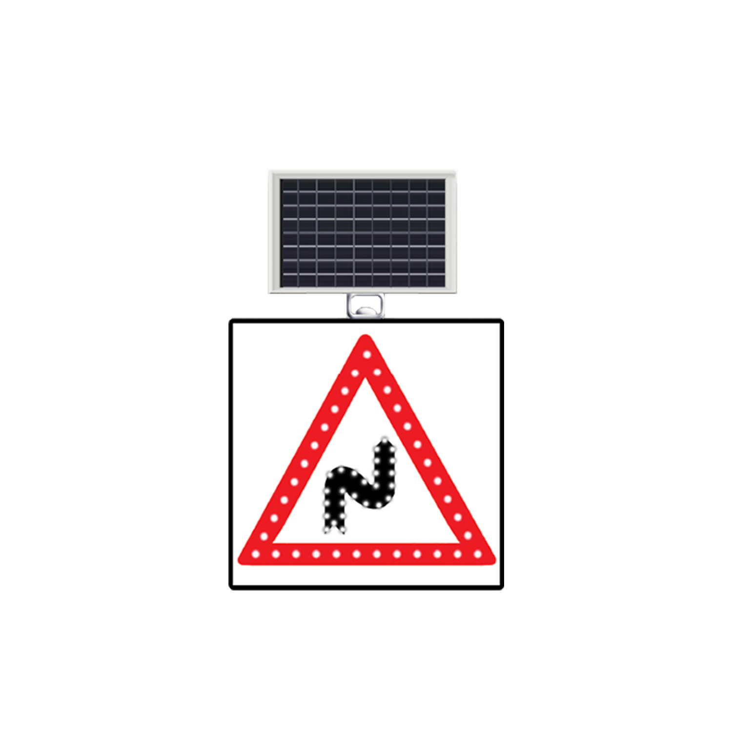 Sağa Tehlikeli Devamlı Viraj Güneş Enerjili Ledli Devamlı Virajlar Levhası 60x60 cm