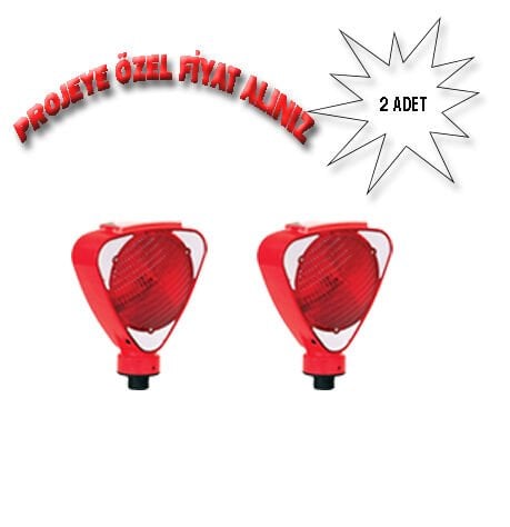 Üçgen İkaz Lambası Güneş Enerjili Flaşör Lamba Solar Trafik Flaşörü (Kırmızı) Evelux 11813 FL K (2 ADET)