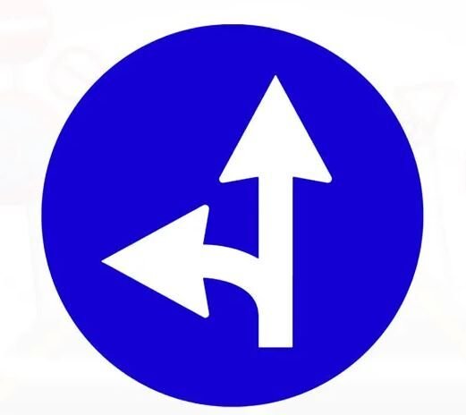 İleri ve Sola Mecburi Yön Trafik Levhası Sola Mecburi Yön Tabelası TT-35e