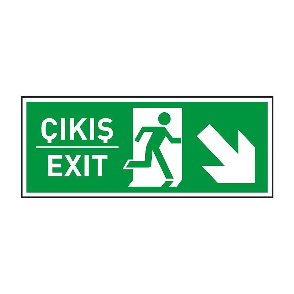 Acil Durum Levhası Exit-Exit-Çıkış Sağ Aşağı Ok Fotolümenli Levha (3mm Dekota)