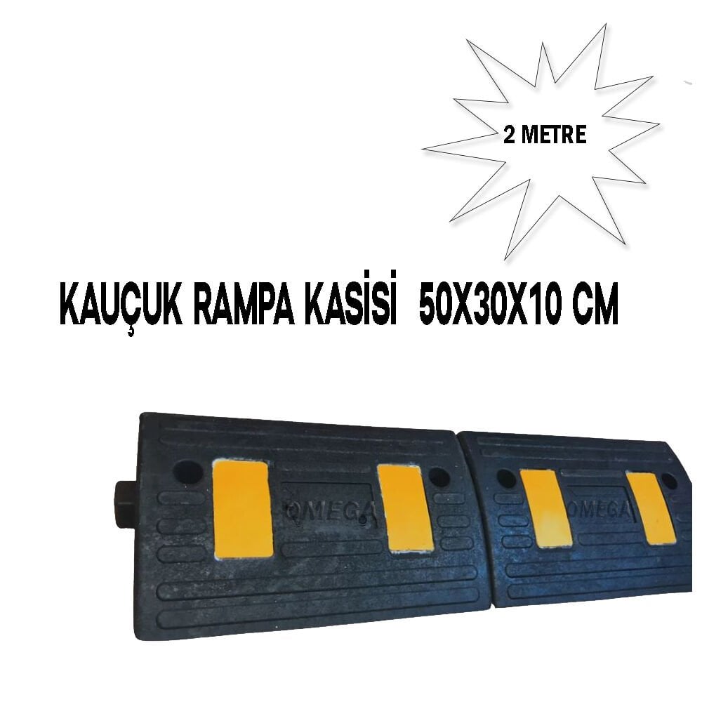 Kauçuk Rampa Seti 2 Metre - Otopark Rampası, Kablo Kanallı, Kaldırım Rampası 50 x 30 x 10 cm