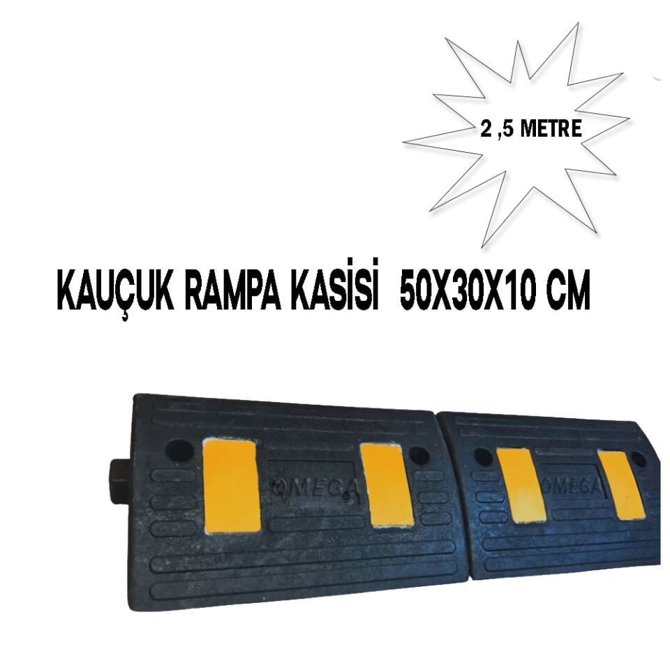 Kauçuk Rampa Seti 2,5 Metre - Otopark Rampası, Kablo Kanallı, Kaldırım Rampası 50 x 30 x 10 cm