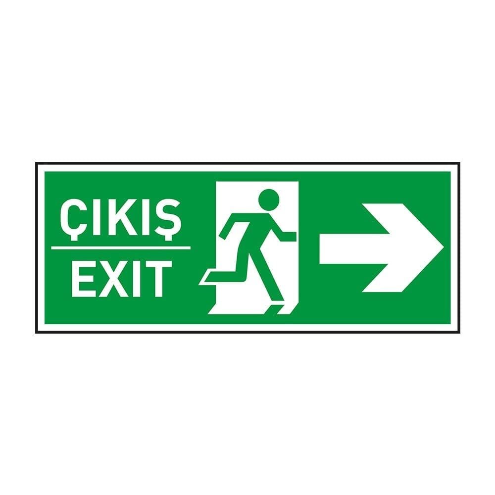 Exit-Çıkış Sağ Ok Fotolümenli Acil Durum Levhası (3mm Dekota)
