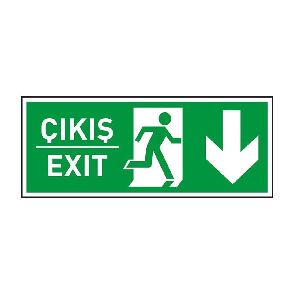 Exit-Çıkış Aşağı Ok Fotolümenli Levha (3mm Dekota)