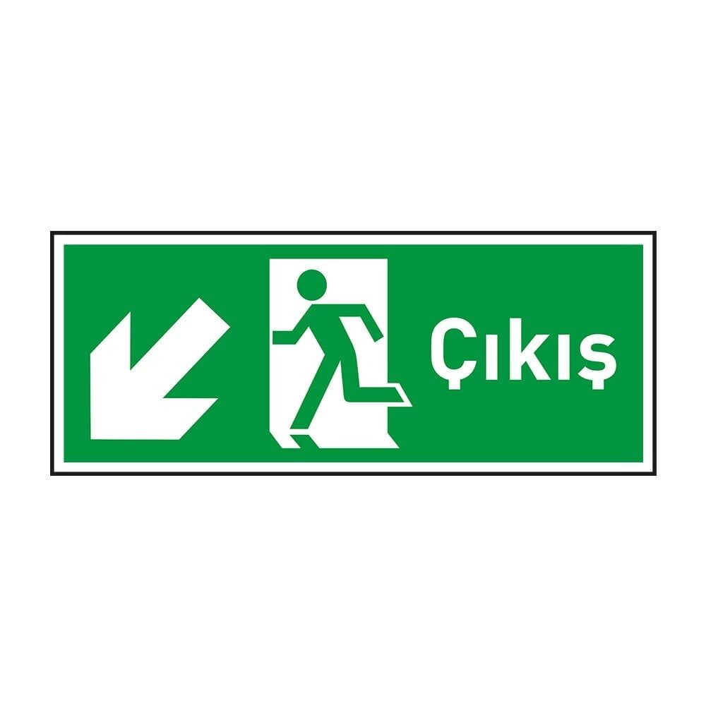 Çıkış Sol Aşağı Ok Fotolümenli Levha (3mm Dekota)