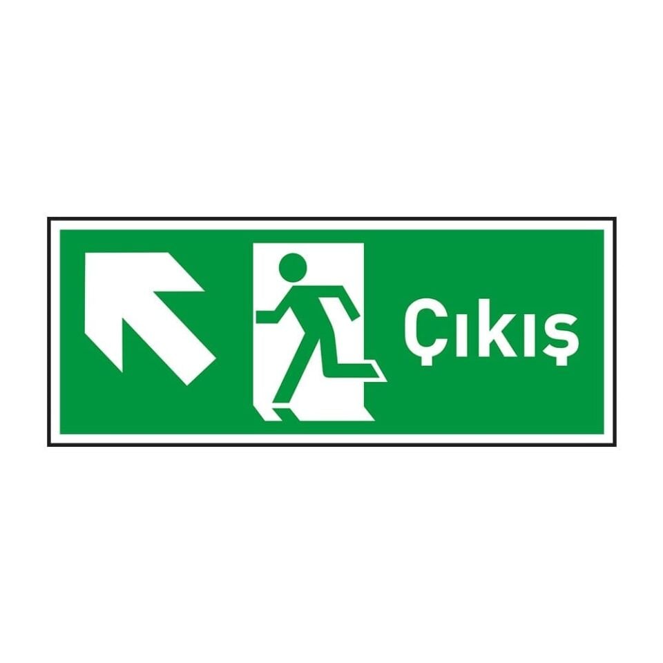 Çıkış Sol Yukarı Ok Fotolümenli Levha (3mm Dekota)