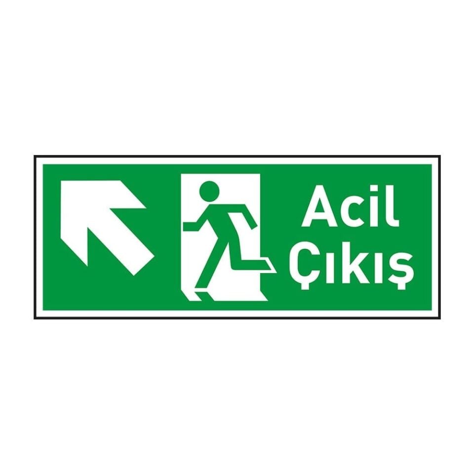 Acil Çıkış Sol Yukarı Ok Fotolümenli