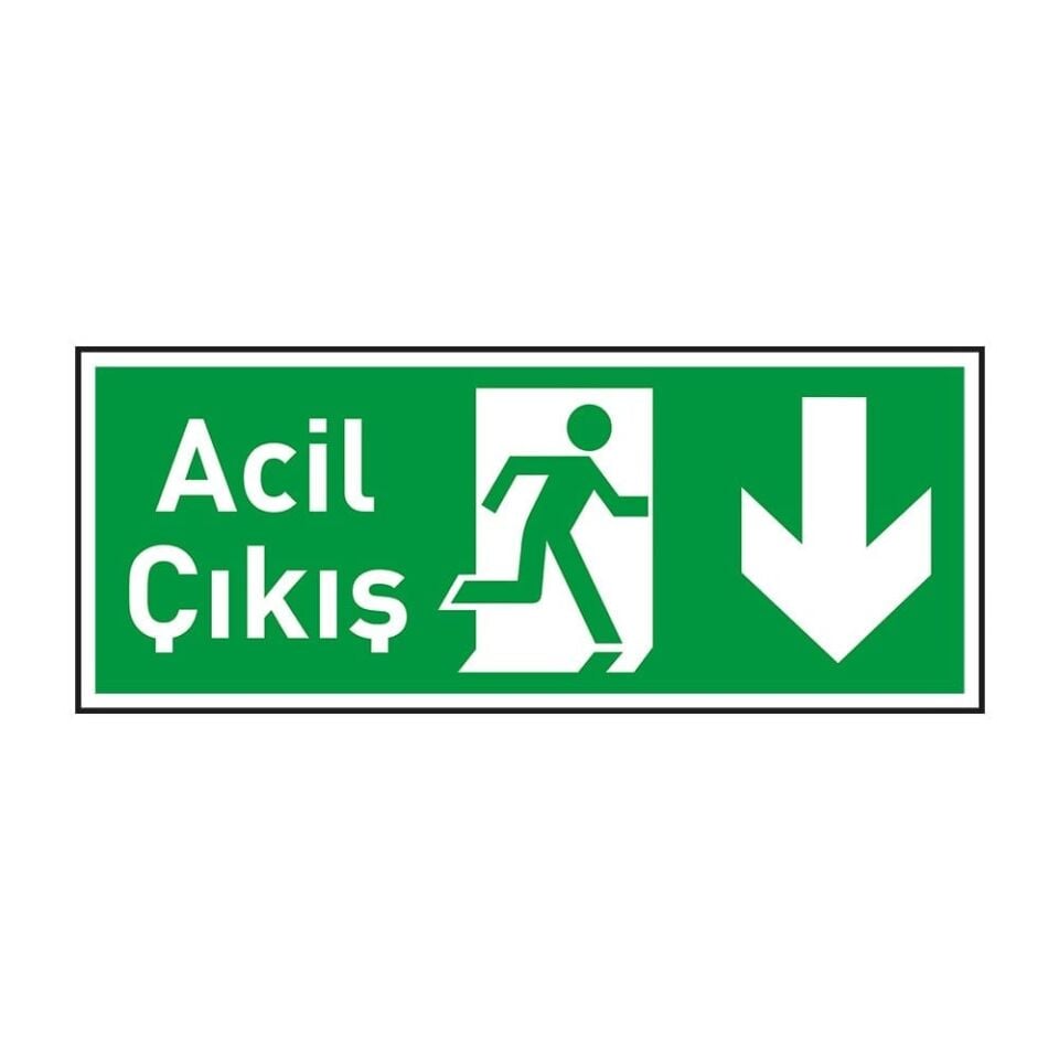 Acil Çıkış Levhası Aşağı Ok Fotolümenli