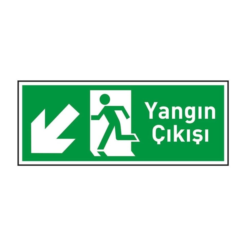 Yangın Çıkışı Sol Aşağı Ok Fotolümenli