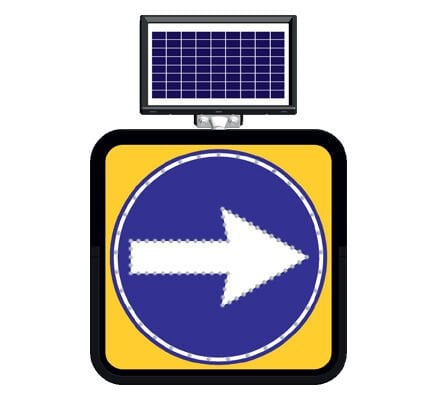 Sağa Mecburi Yön Tabelası İşareti Güneş Enerjili Ledli Solar Trafik Levhası