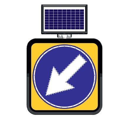 Yol Bakım Onarım Levhası Güneş Enerjili Soldan Gidiniz Trafik Levhası