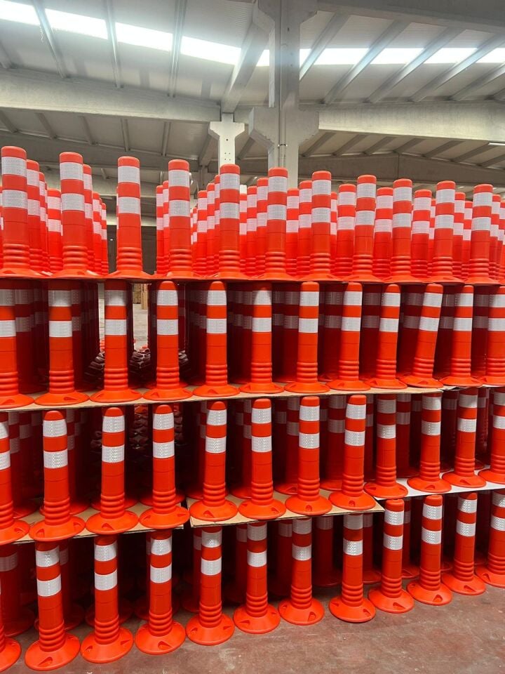 En Ucuz Delinatör Plastik Otopark Trafik Esnek Delinatör TPE  Şerit Ayırıcı 100 cm  (Turuncu) Ekonomik