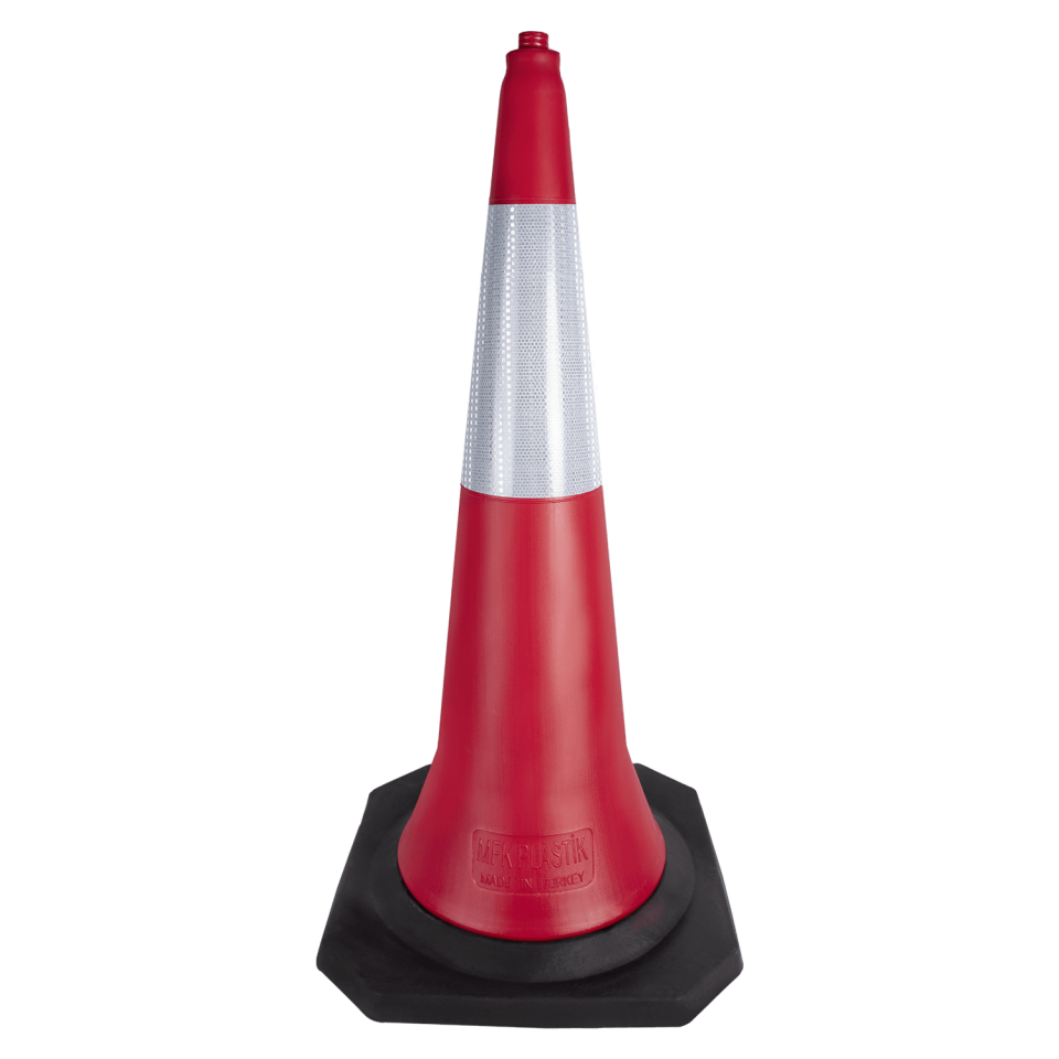 Kauçuk Tabanlı Duba Plastik Trafik Konisi Huni Yol Otopark Dubası 100 cm Ankara