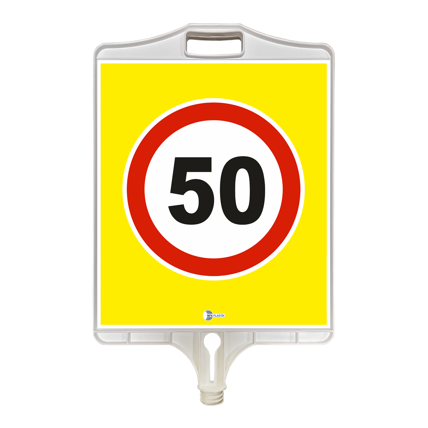 Azami Hız Sınırlaması Levhası 50 km Dikdörtgen Plastik Trafik Levhası (Tek Taraflı)