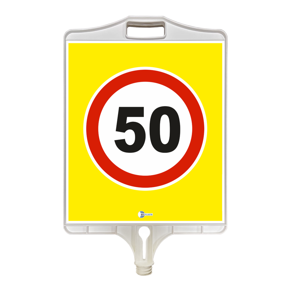 Azami Hız Sınırlaması Levhası 50 km Dikdörtgen Plastik Trafik Levhası (Tek Taraflı)
