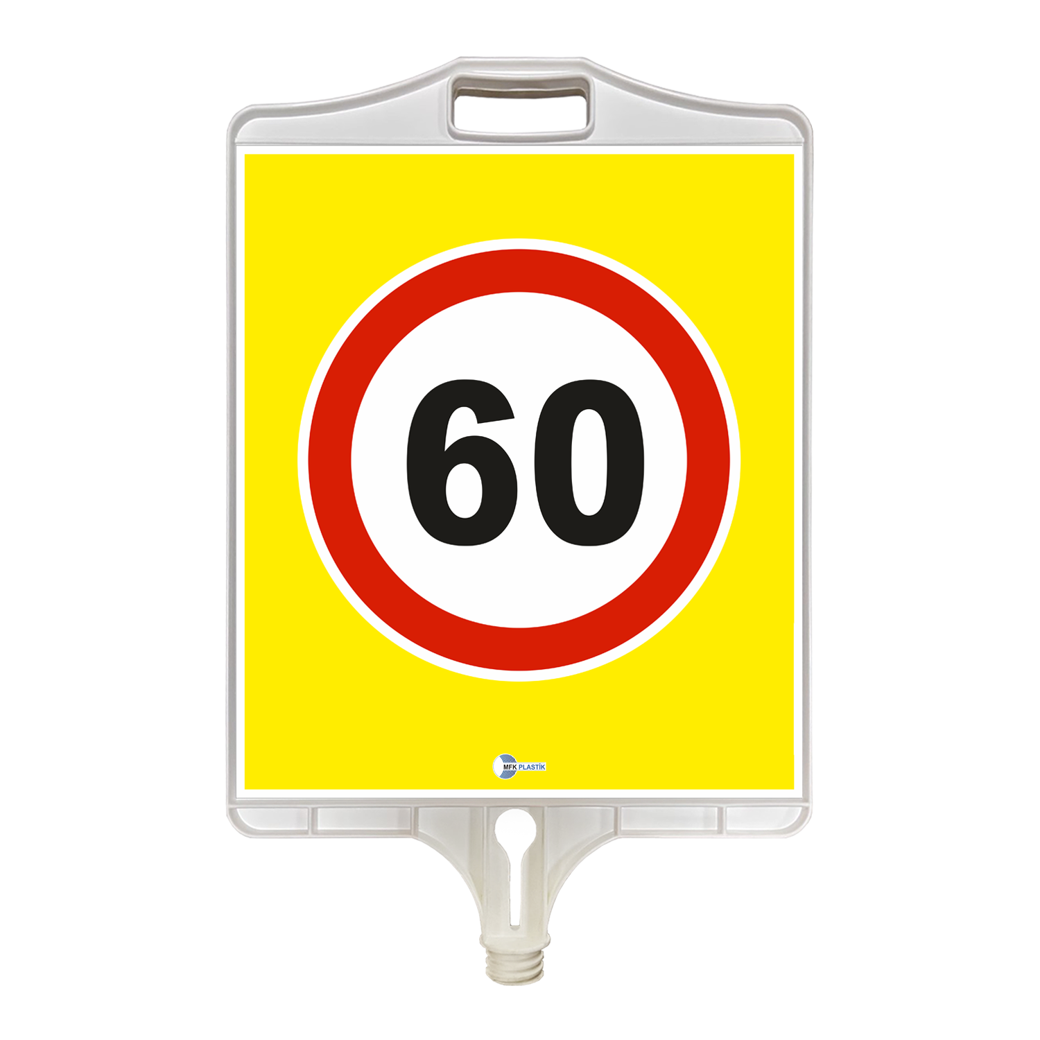 Azami Hız Sınırlaması Levhası 60 km Dikdörtgen Plastik Trafik Levhası (Tek Taraflı)