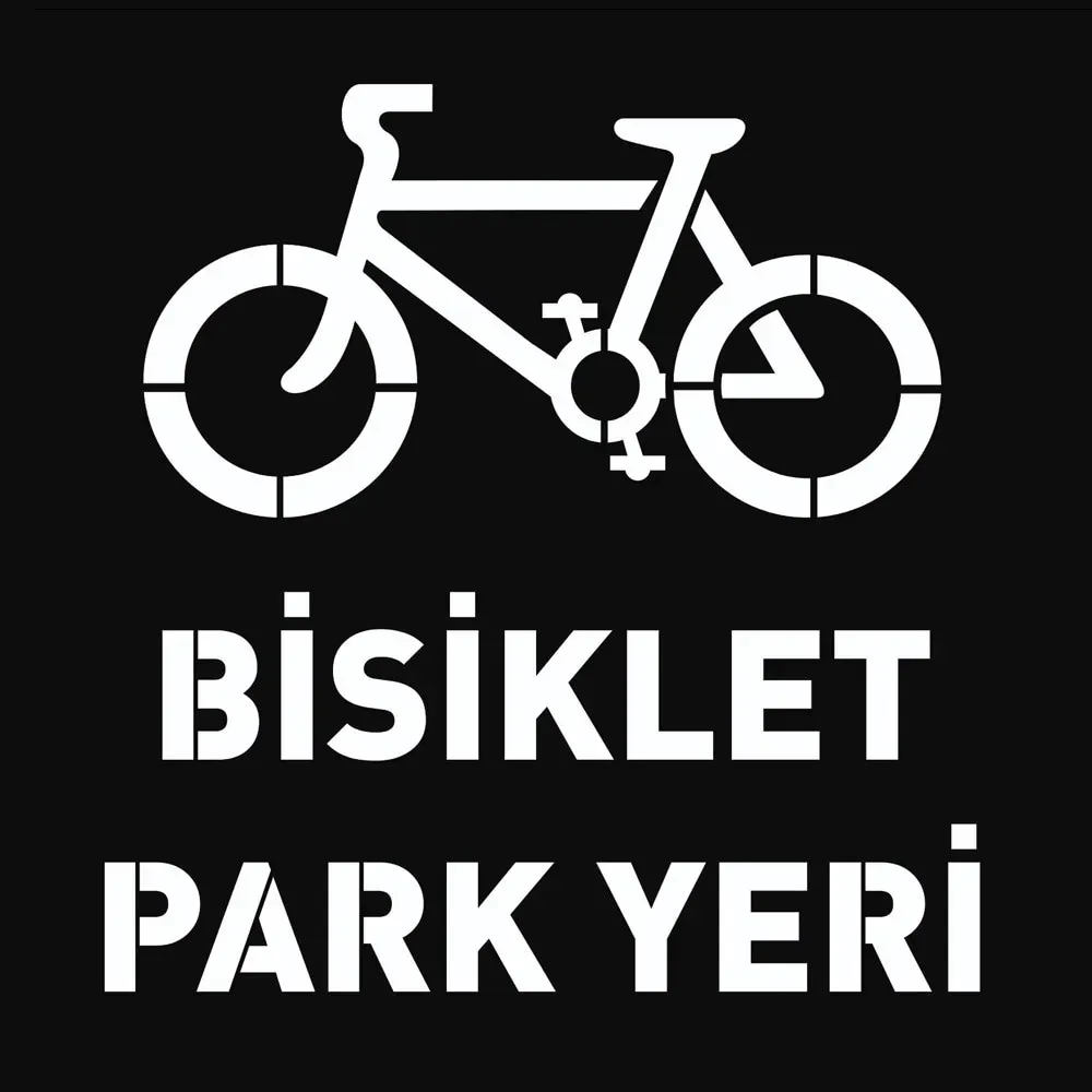 Bisiklet Park Yeri Şablonu Otopark Boya Şablonu Bisiklet Sembolü İşareti  100x100 cm