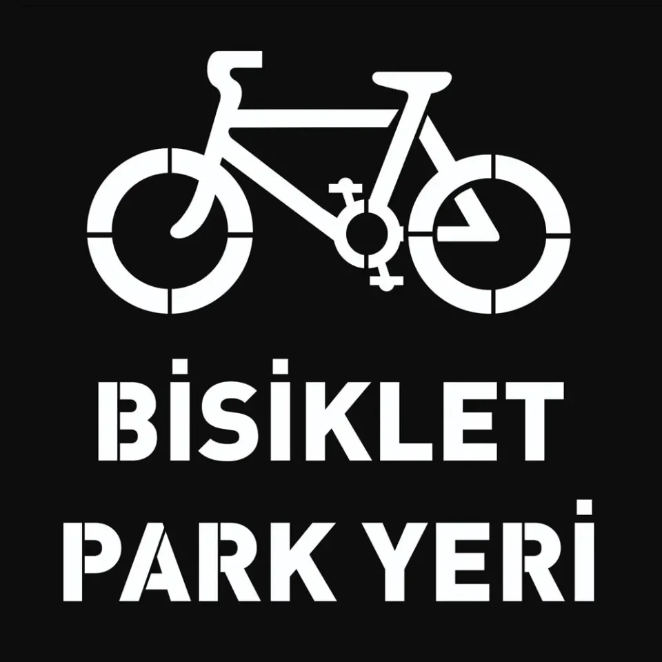 Bisiklet Park Yeri Şablonu Otopark Boya Şablonu Bisiklet Sembolü İşareti  100x100 cm