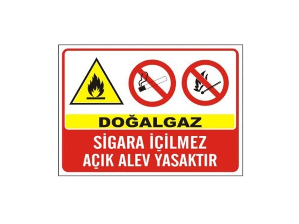 Doğalgaz Sigara İçilmez Açık Alev Yasaktır Levhası