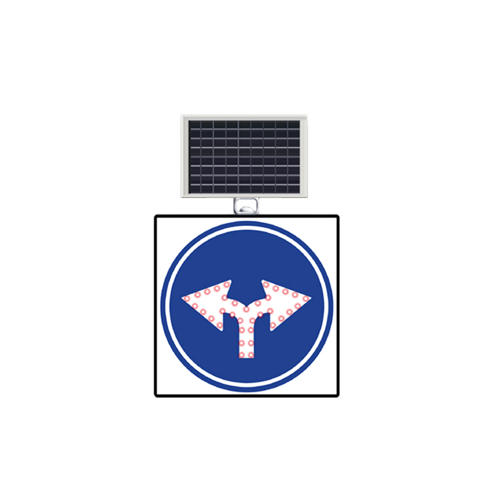 Her iki Yöne Gidilir işareti Güneş Enerjili Ledli Solar Trafik Levhası Tabela TT-35f