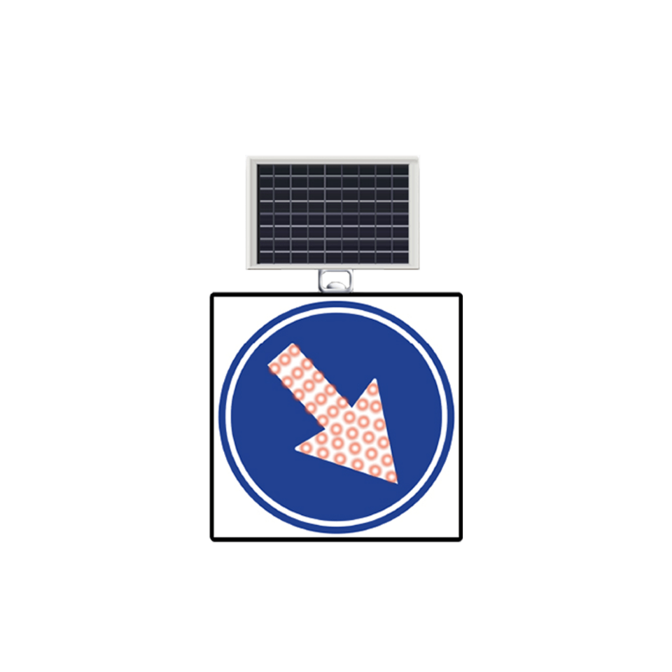 Sağa Mecburi Yön Levhası Güneş Enerjili Ledli Uyarı Trafik Levhası Tabela TT-35a