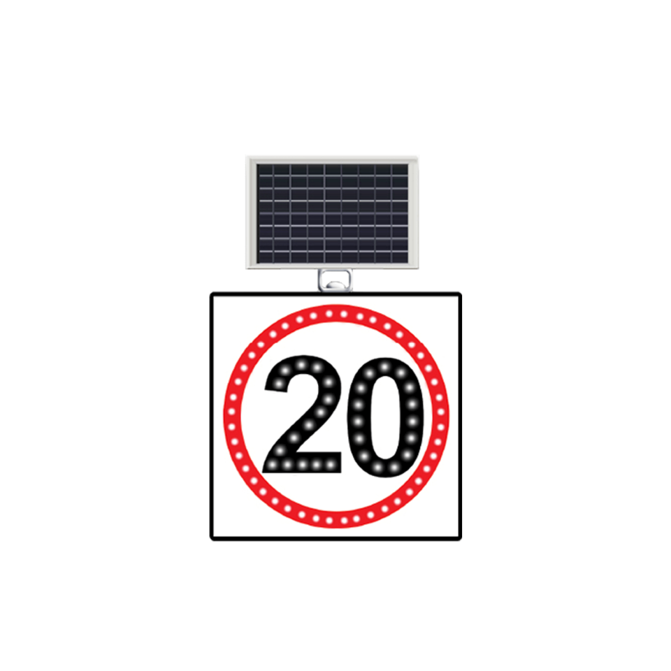 20 km Hız Sınırı Levhası Güneş Enerjili Ledli Hız Limiti 20 Km Tabelası TT-29