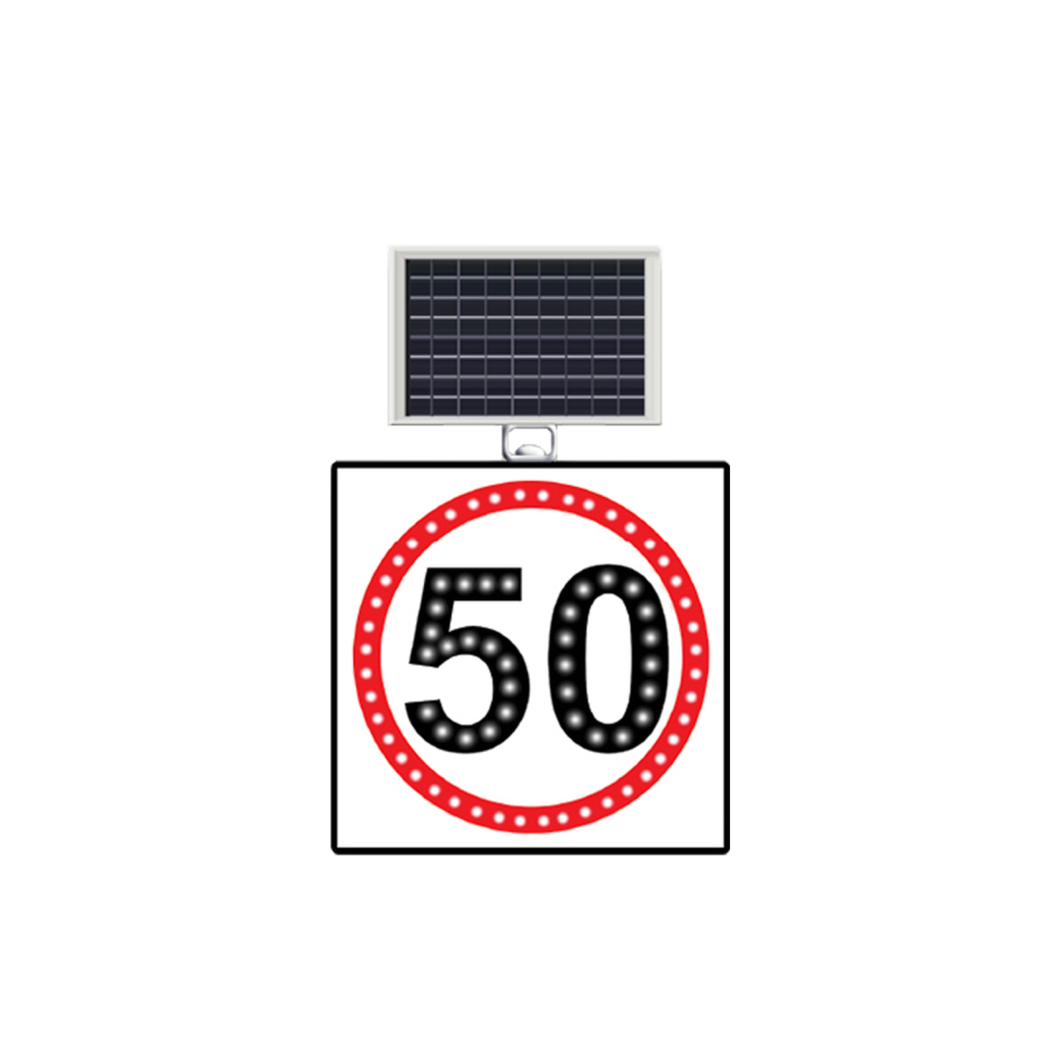 Hız Sınırı 50 km Tabelası Güneş Enerjili Ledli Hız Limiti 50 Km Levhası ST 1416