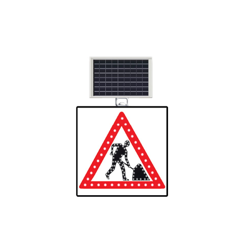 Yolda Çalışma Var Levhası Güneş Enerjili Ledli Uyarı Trafik Levhası Tabela T-15