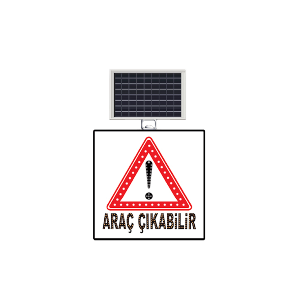 Dikkat Araç Çıkabilir Levhası Güneş Enerjili Ledli Solar Trafik Levhası