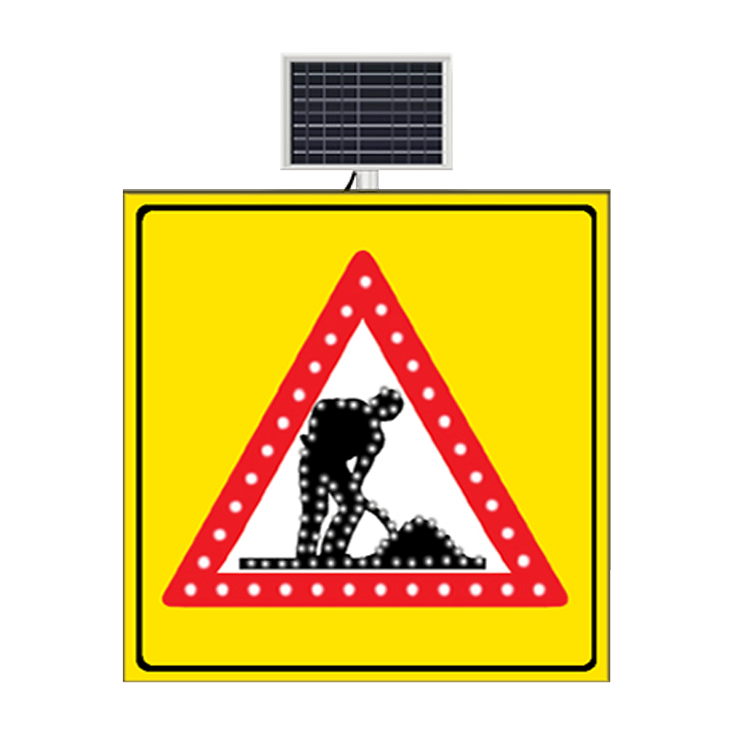 Yolda Çalışma Var Trafik İşareti Güneş Enerjili Ledli Çalışma Var Levhası