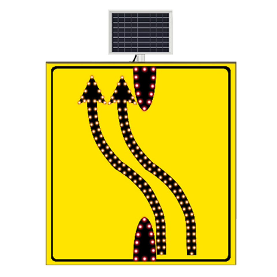 Işıklı Trafik Levhası Şerit Aktarım Sağdan Sola Güneş Enerjili Ledli Levhası