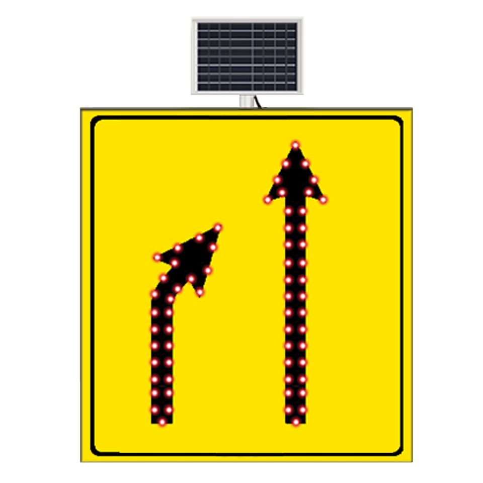 Ledli Daralan Yol İşareti Soldan Sağa Daralan Kaplama Yol Güneş Enerjili Ledli