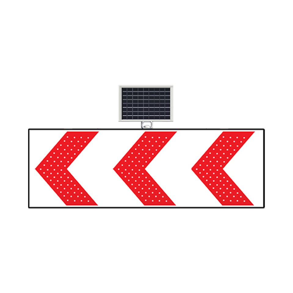 Tehlikeli Viraj Sol Yön Levhası Güneş Enerjili Ledli Tabela Trafik Levhası