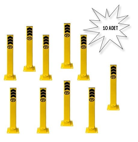Kilitli Otopark Direği 60 cm, Yatar Tip Park Bariyeri (Asma Kilit Dahil) 10 lu