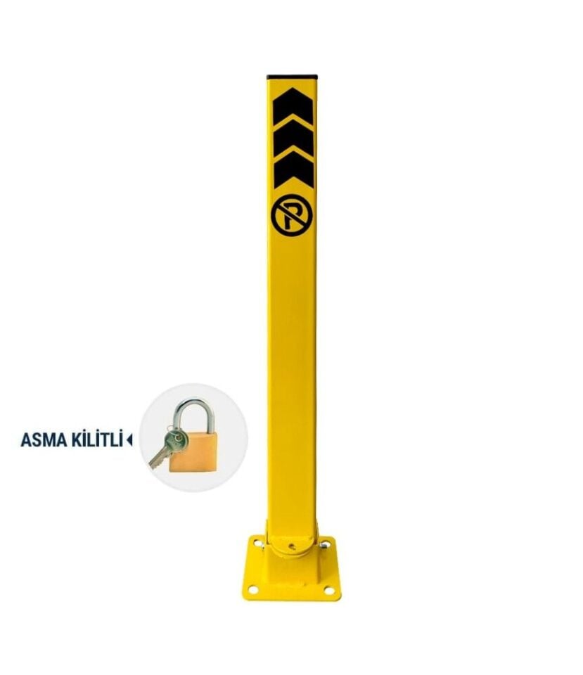 Kilitli Otopark Direği 75 cm, Yatar Tip Park Bariyeri (Asma Kilit Dahil)