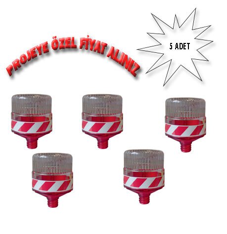 Flaşörlü Uyarı Lambası Güneş Enerjili Ledli Flaşör Lamba Solar Flaşör Kırmızı Evelux 11817 FL K (5 ADET)