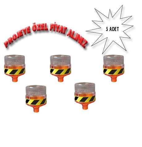 Solar Led Flaşör Güneş Enerjili Ledli Flaşör Lamba Solar Uyarıcı Flaşör Sarı Evelux 11819 FL S (5 ADET)