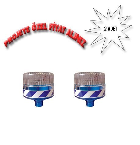 Flaşör Lamba Güneş Enerjili Flaşör Yol Flaşörü Ledli Solar Trafik Uyarıcı Mavi Evelux 11821 FL M (2 ADET)